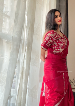 Soft jimmy Choo Silk Saree With Readymade Blouse - Orgenza Store