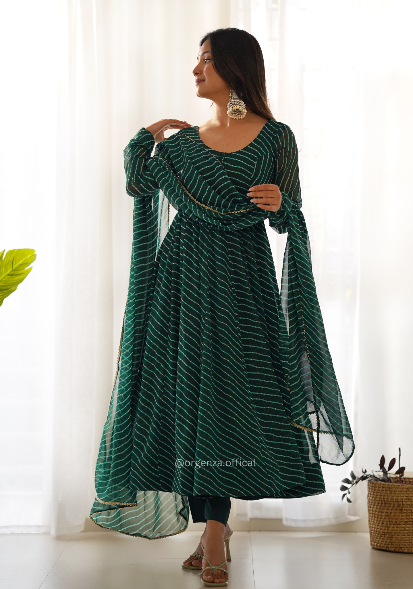 Georgette Silk Laheriya Print Anarkali - Orgenza Store
