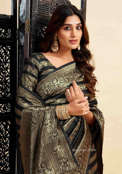 Lichi Silk Saree With Jacquard Zari Work