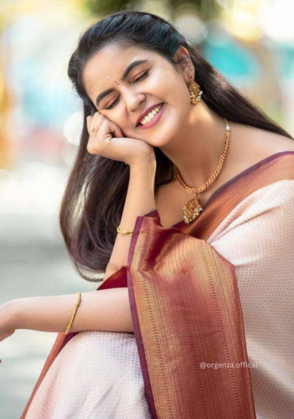 Lichi Silk Saree With Jacquard Zari Work