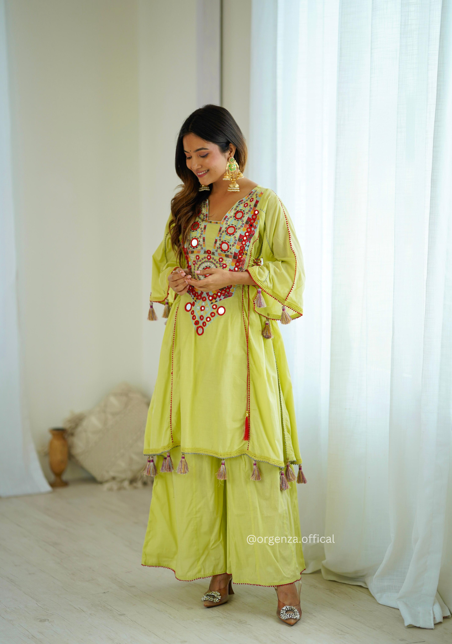 Pista Green Colour Premium Designer Co-ord Set