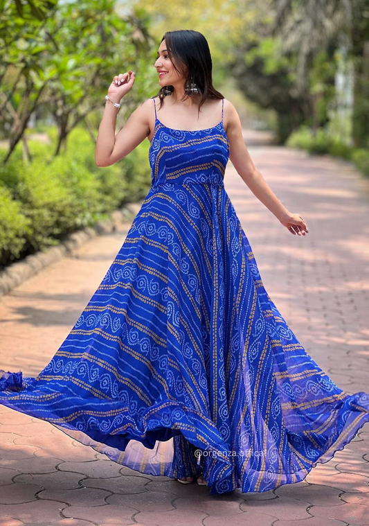 Georgette Bandhej Print Gown - Orgenza Store