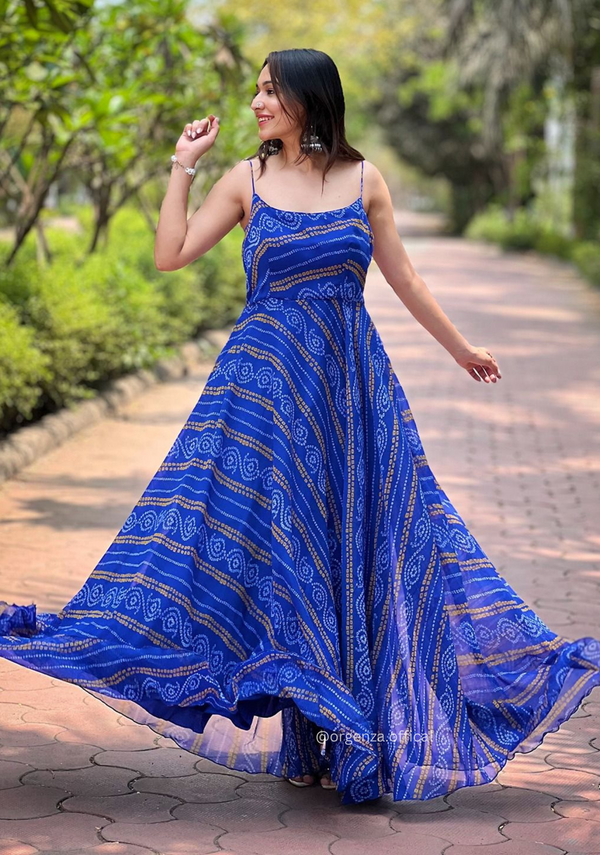 Georgette Bandhej Print Gown