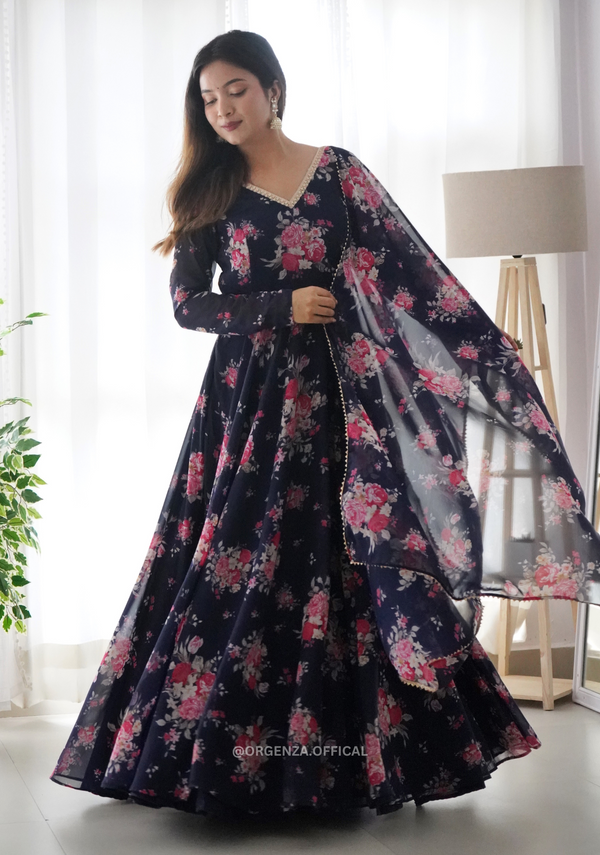 Pure Georgette Silk Flair Anarkali Gown