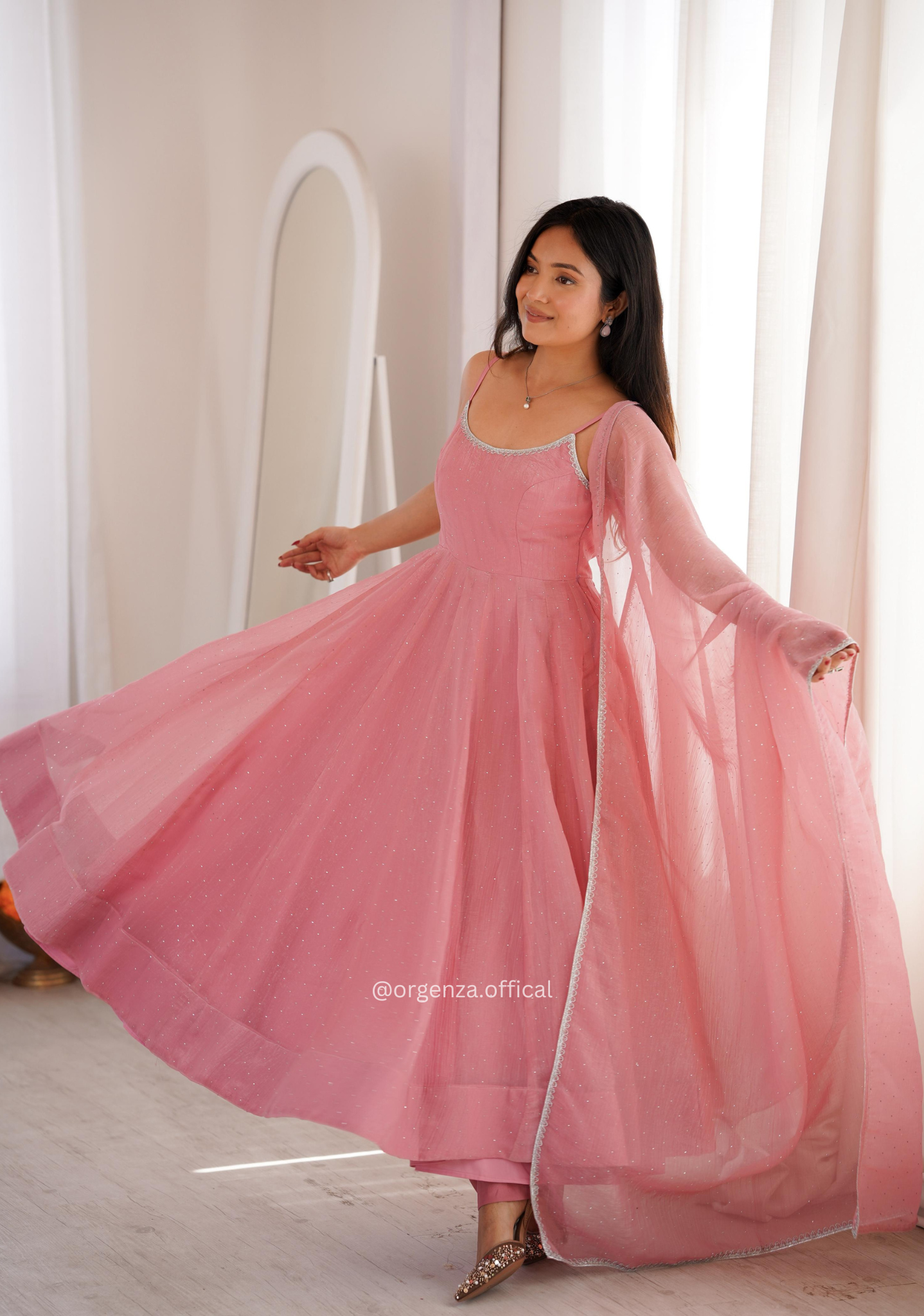 Onion Pink Colour Crunchy Silk Kurti