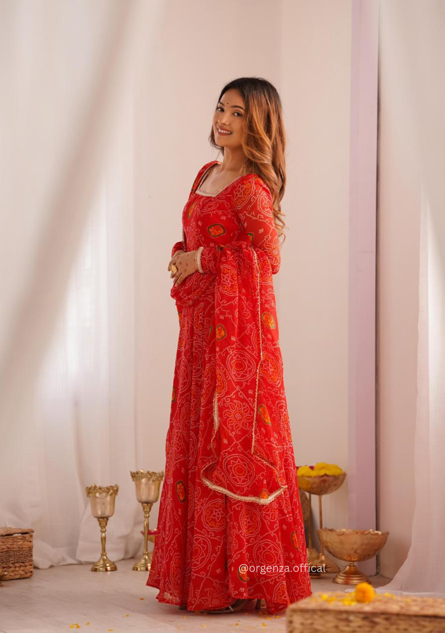 Pure Chiffon Bandhej Gown - Orgenza Store