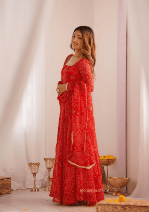 Pure Chiffon Bandhej Gown - Orgenza Store - digisoch