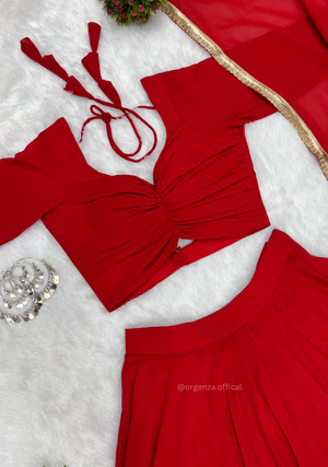 Red Colour Georgette Lengha Choli - Orgenza Store