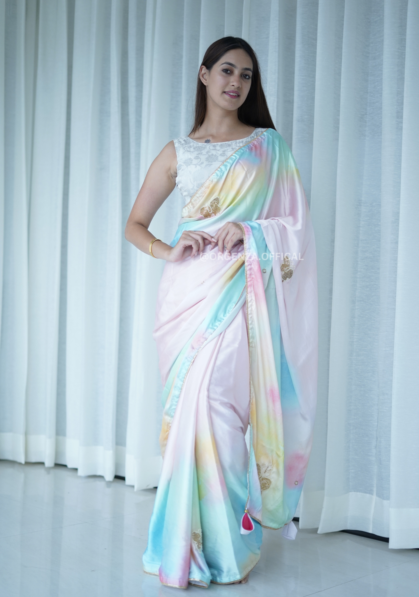 Pure Soft Japan Satin Silk Saree - Orgenza Store