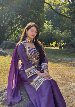 Fendy Silk Mirror Work Sharara Set for Women - Orgenza Store - digisoch