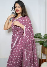 Georgette Saree With Rubber Butterfly Print