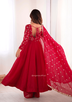 Premium Crunchy Silk Anarkali Suit Set with 4 Meter Flair & Lace Border Dupatta - Orgenza Store - digisoch