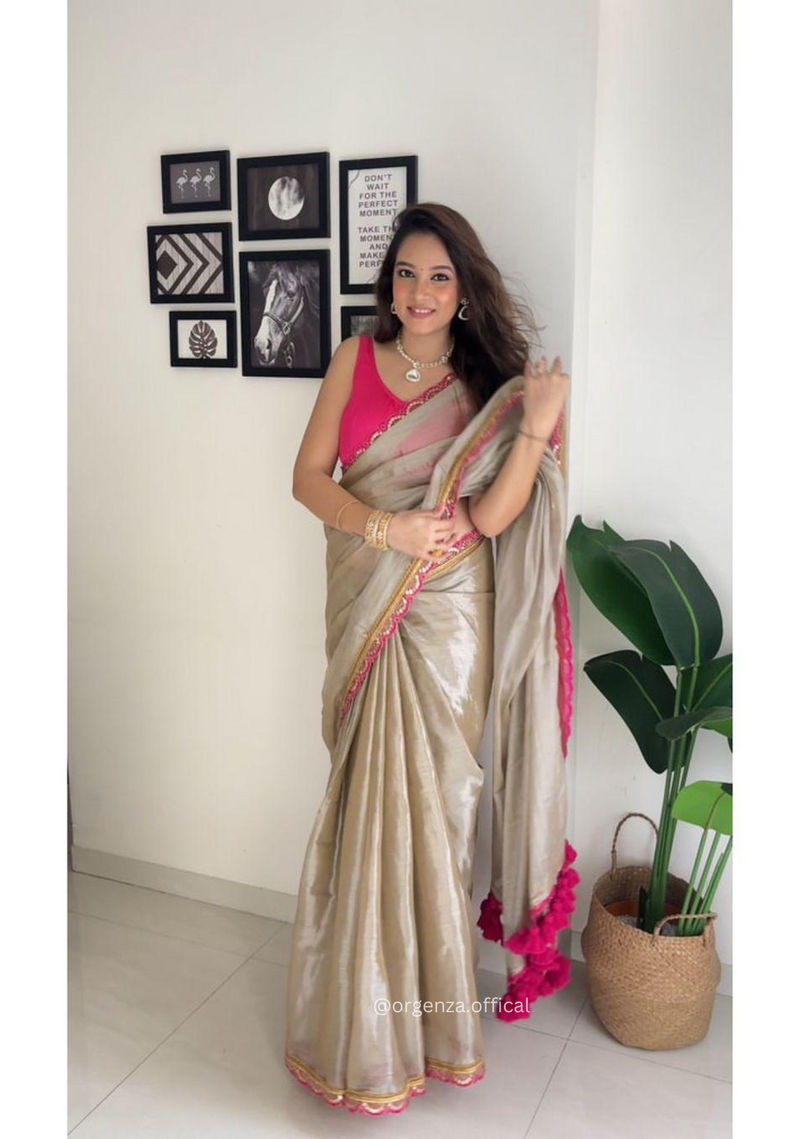 Two Ton Tissue Golden Soft Saree