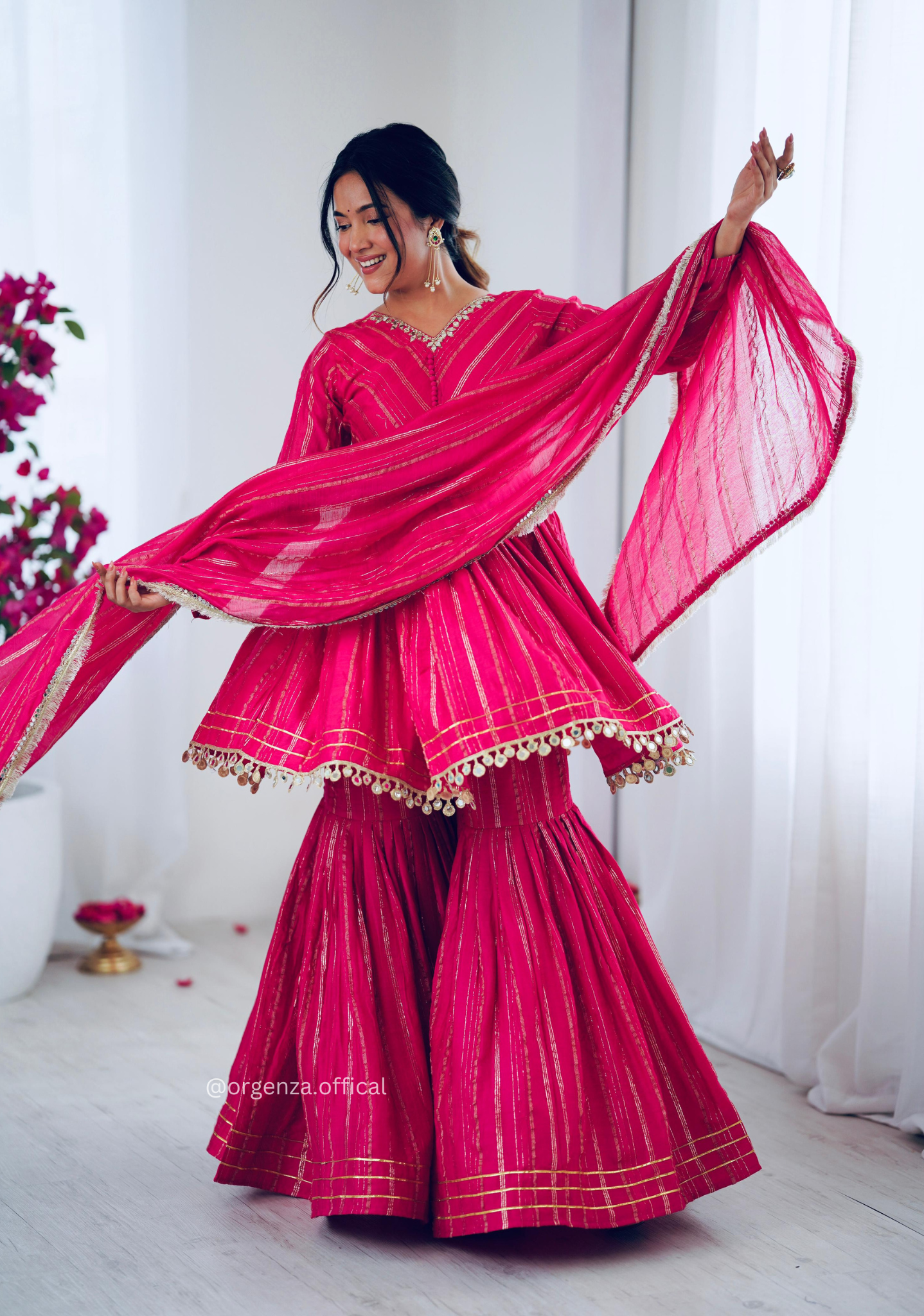 Pink Colour Kediya Sharara Palazzo Fully Stitched Kurti