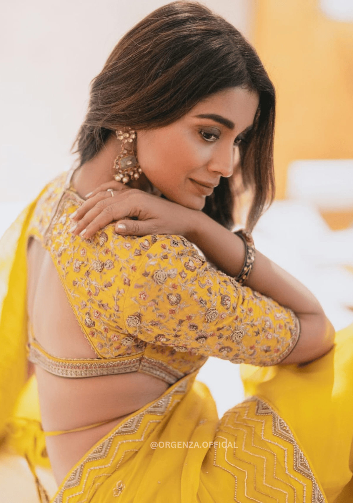 Pure Yellow Organza Saree With Embroidery Work - Orgenza Store - digisoch
