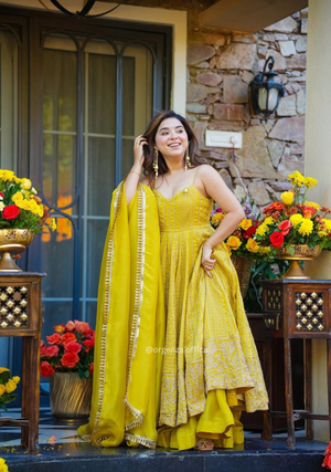 Teby Organza Zari Embroidered Anarkali Suit Set with Sharara & Dupatta (3 PCS) - Orgenza Store - digisoch