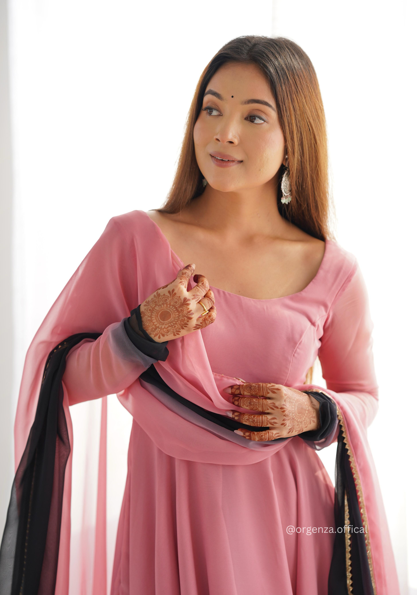 Georgette Plain Anarkali With Dupatta And Pant - Orgenza Store