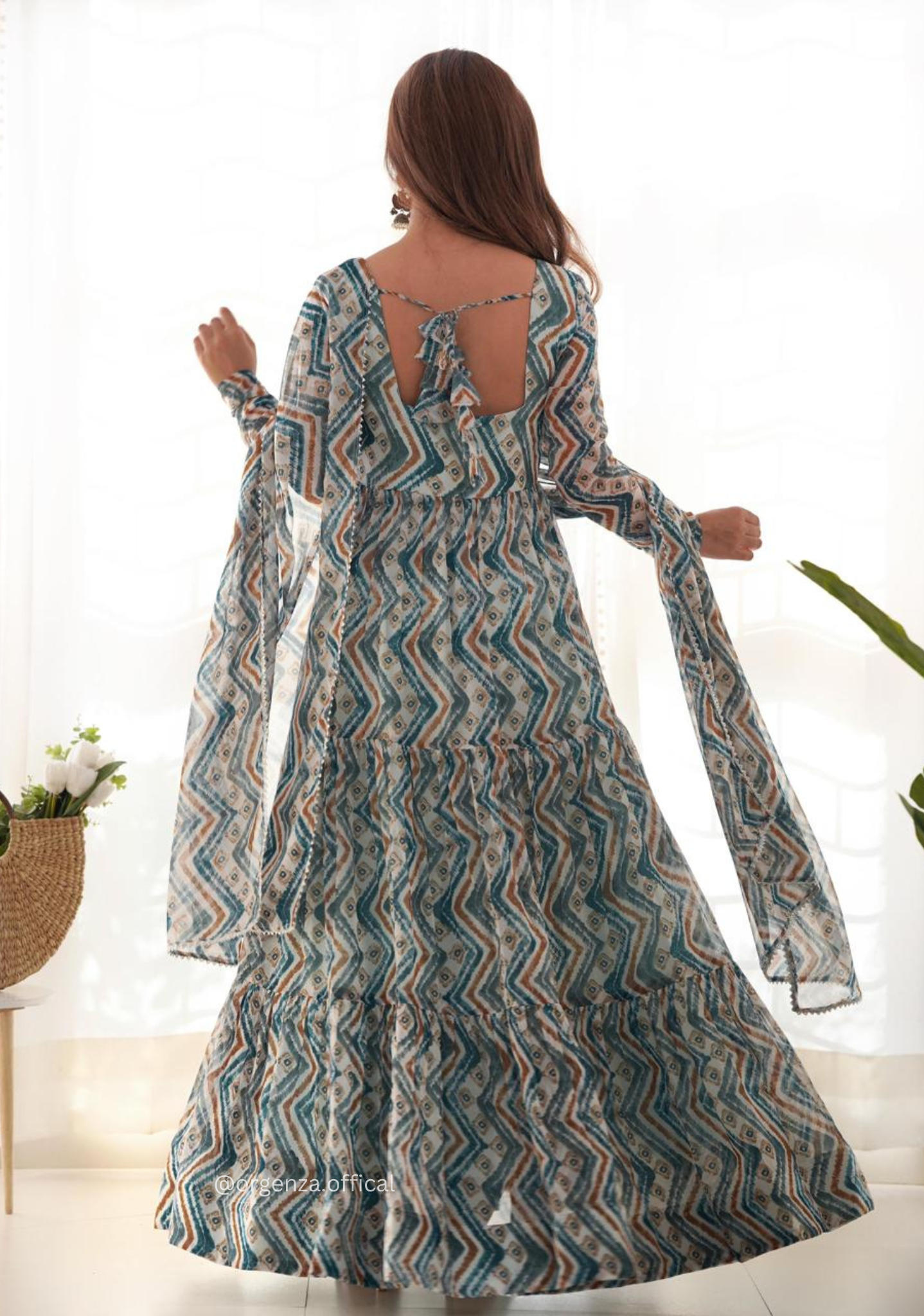 Pure Soft Georgette Ruffle Anarkali - Orgenza Store