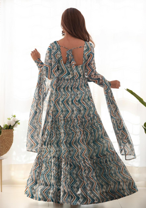 Pure Soft Georgette Ruffle Anarkali - Orgenza Store