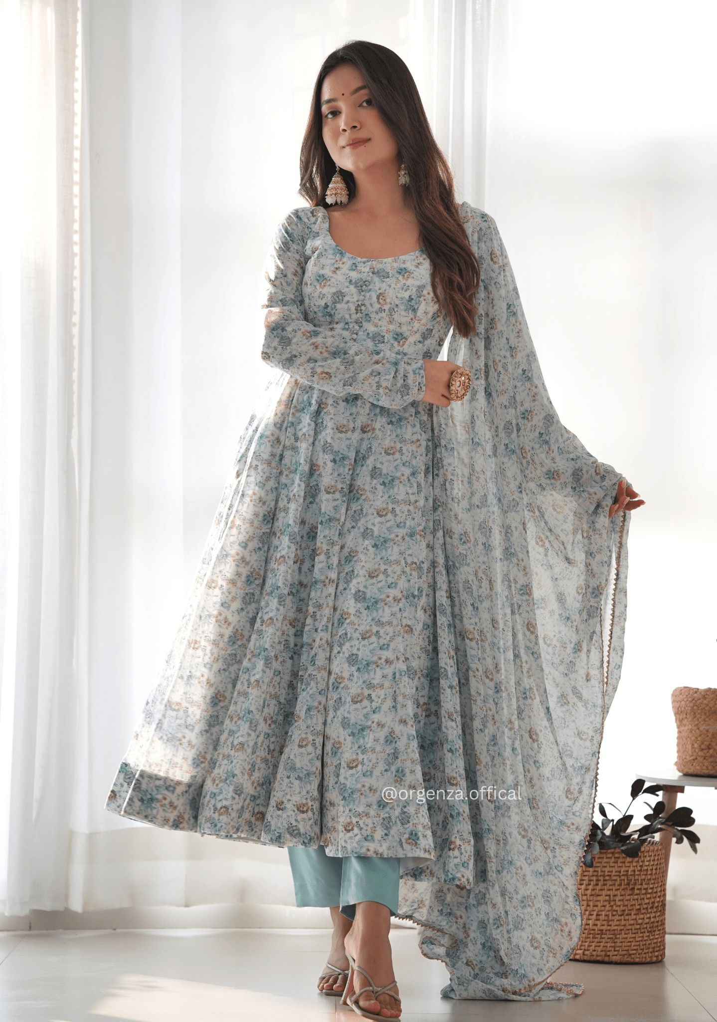 Pure Chiffon Floral Print Kurti Set - Orgenza Store - digisoch