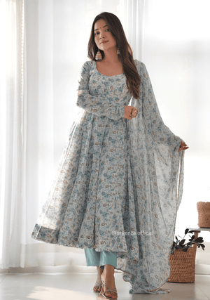 Pure Chiffon Floral Print Kurti Set - Orgenza Store - digisoch