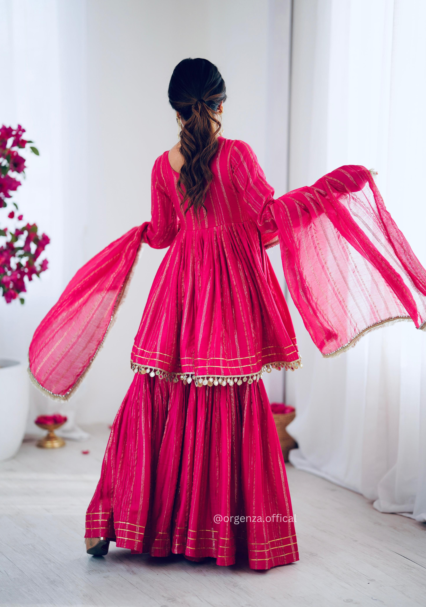Pink Colour Kediya Sharara Palazzo Fully Stitched Kurti