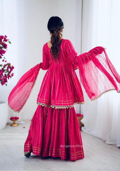 Pink Colour Kediya Sharara Palazzo Fully Stitched Kurti