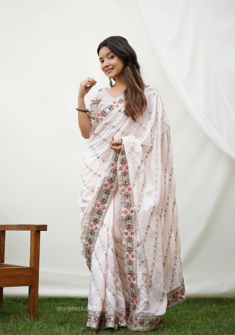 Pure Simmer   Silk Saree With Embroidery Work