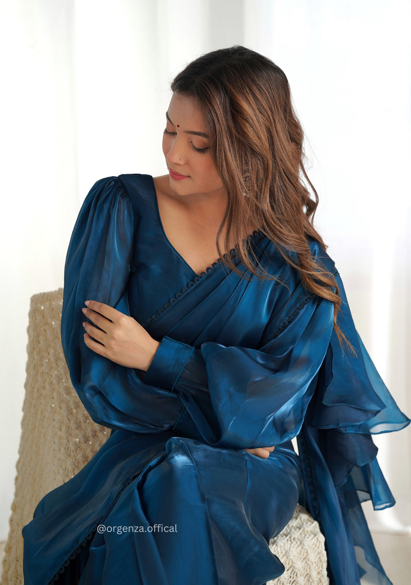 Ready To Wear Teal Blue Colour Jimmy Choo Saree