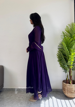 Purple Colour Pure Georgette Gown - Orgenza Store