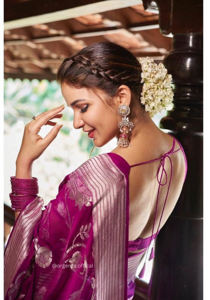 Lichi Silk Saree With Jacquard Zari Work