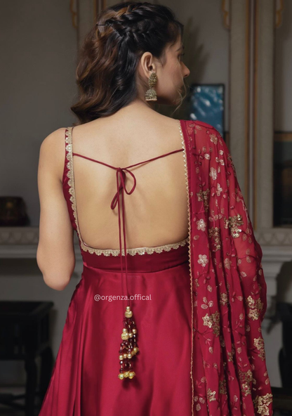 Maroon Colour Georgette Silk Anarkali Kurti