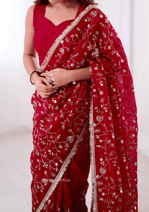 Dark Pink Colour Crunchy Silk Saree - Orgenza Store - digisoch