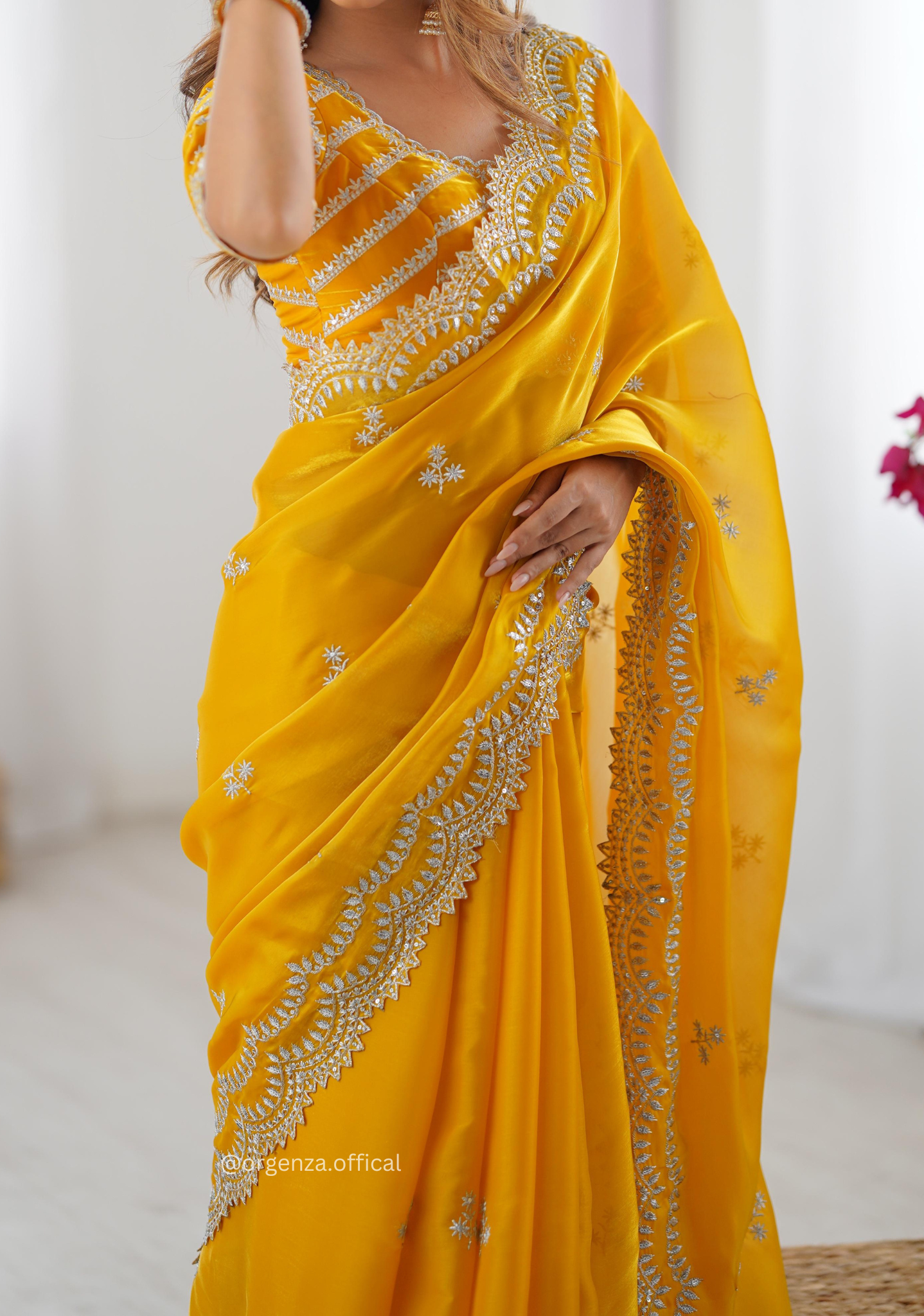 Soft jimmy Choo Silk Saree With Sequence Work - Orgenza Store