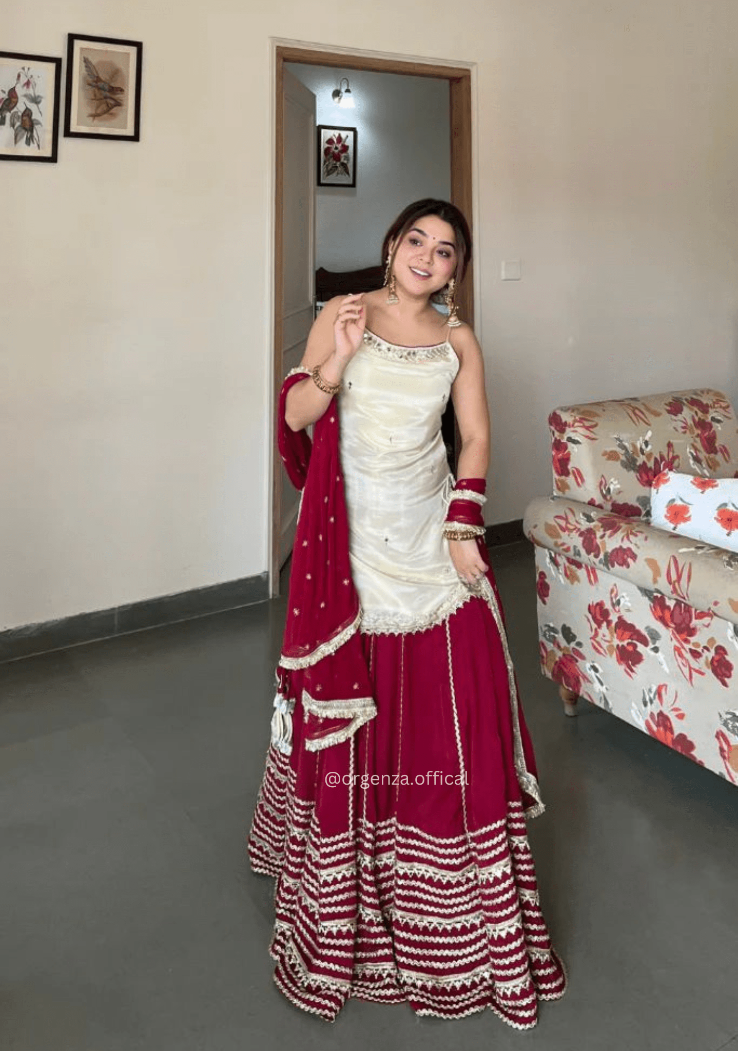 Fendy Silk Mirror Work Kurti Lehenga Set with Georgette Dupatta – Designer Party & Wedding Wear (3 PCS) - Orgenza Store - digisoch