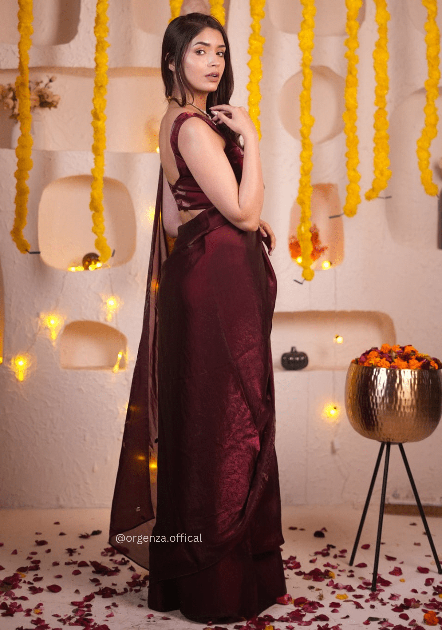 Plain Maroon Colour Jimmy Choo Saree - Orgenza Store - digisoch