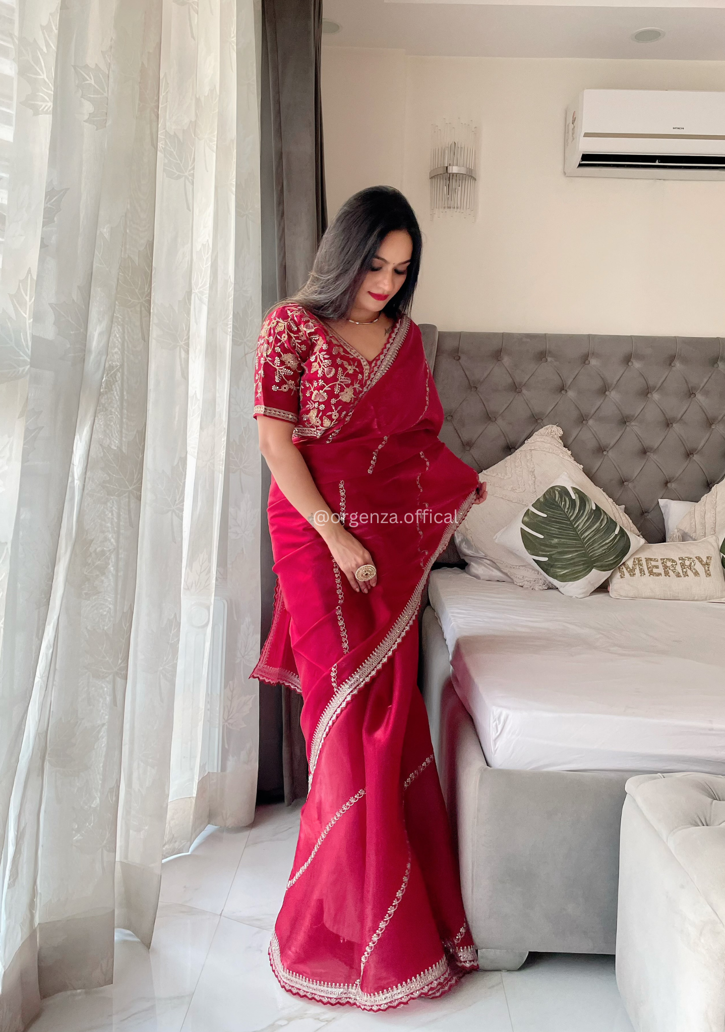 Soft jimmy Choo Silk Saree With Readymade Blouse - Orgenza Store