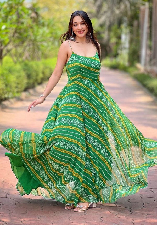 Georgette Bandhej Print Gown