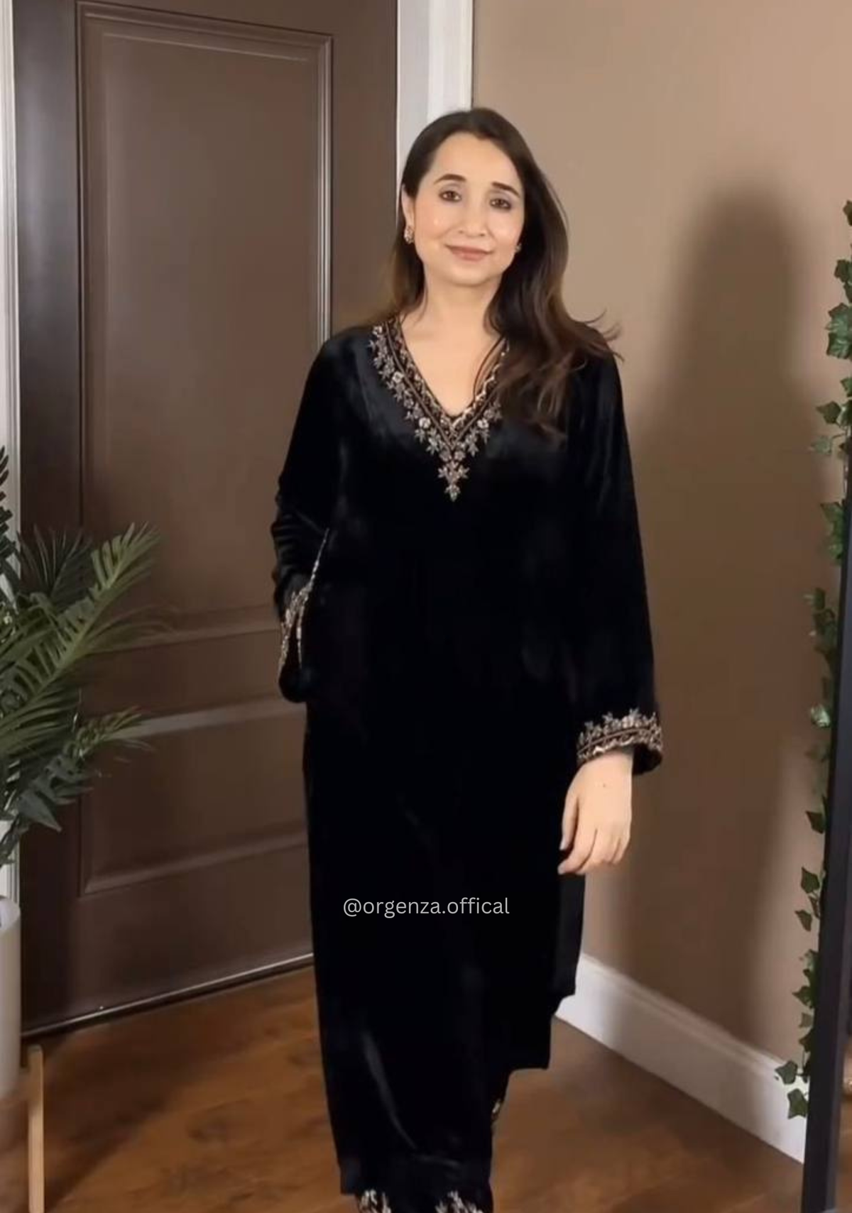 Premium Viscose Velvet Thread & Sequin Work Suit Set with Pocket