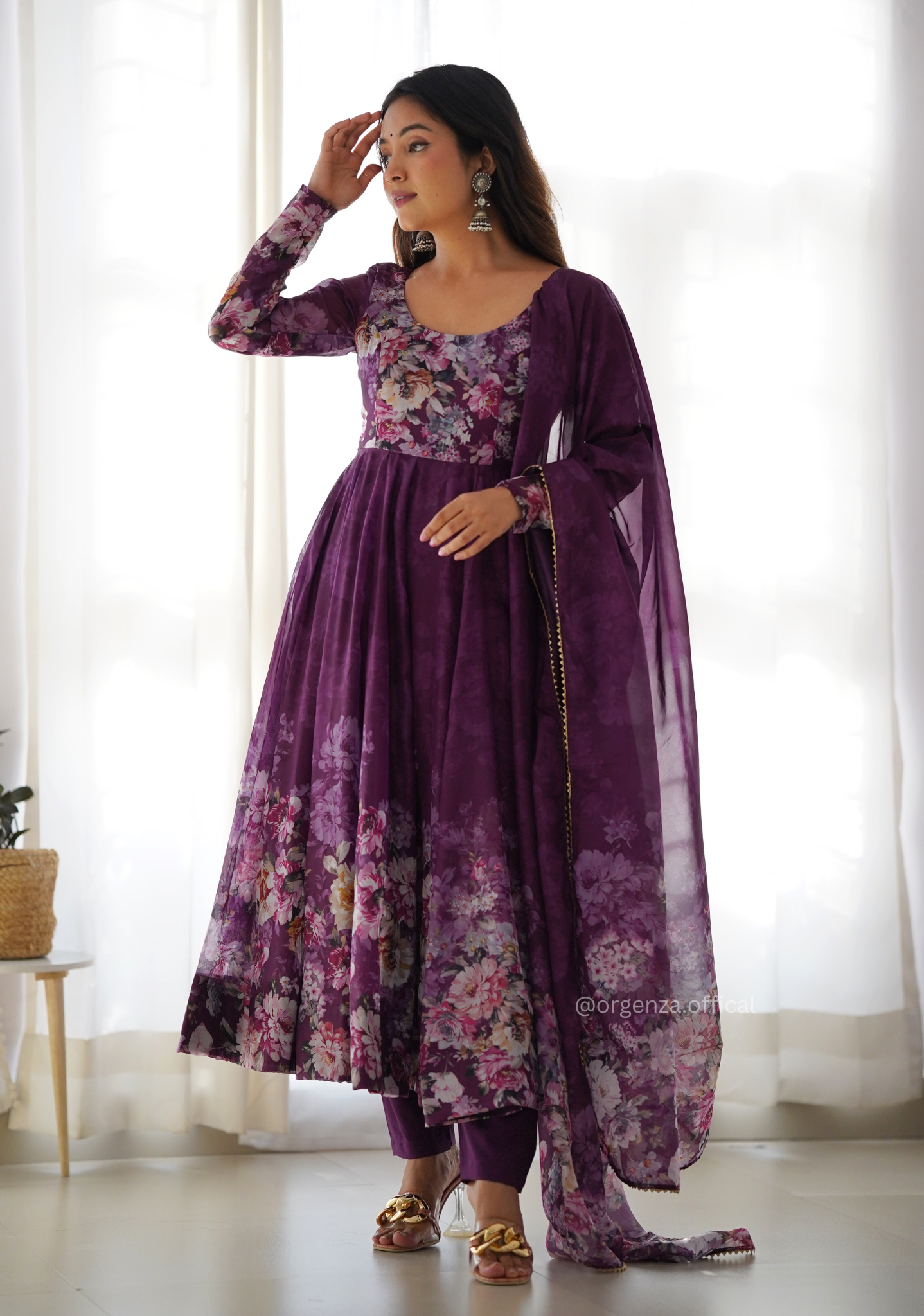 Floral Organza Silk Anarkali Kurtis - Orgenza Store