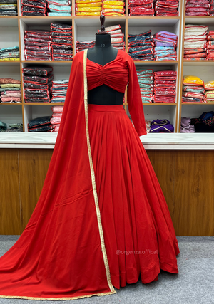 Red Colour Georgette Lengha Choli - Orgenza Store
