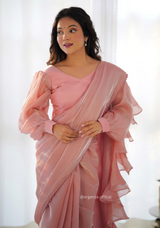 Ready To Wear Peach Colour Jimmy Choo Saree