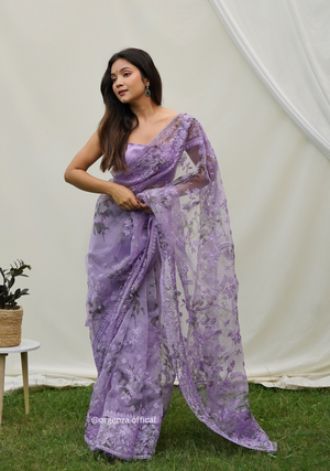 Organza Silk Saree With Embroidery Work - Orgenza Store