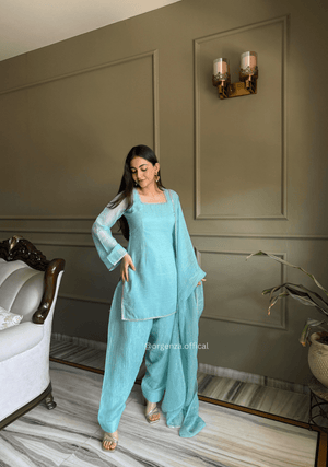 Crunchy Silk Farshi Salwar Suit with Swarovski Work & Dupatta - Orgenza Store - digisoch