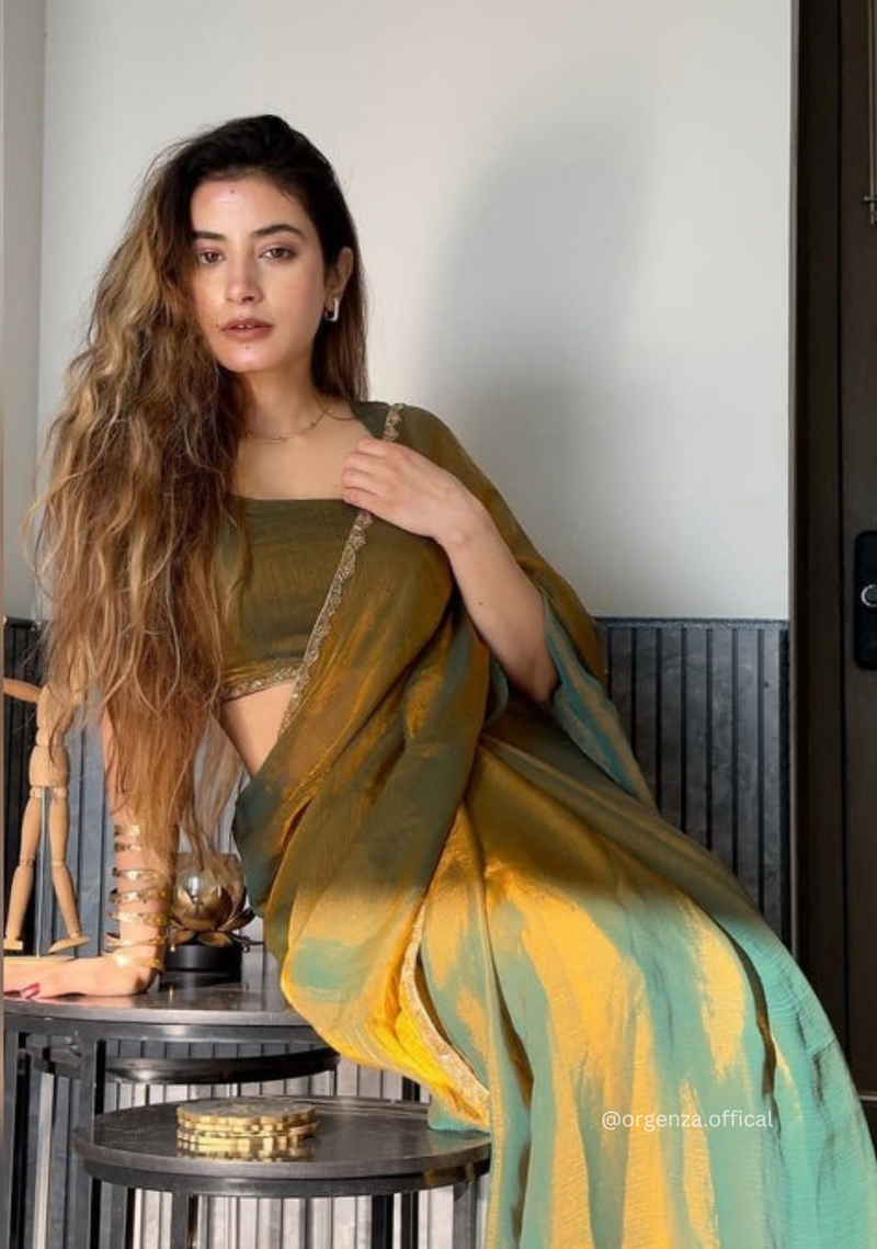Two Ton Fancy Silk Saree With Readymade Blouse