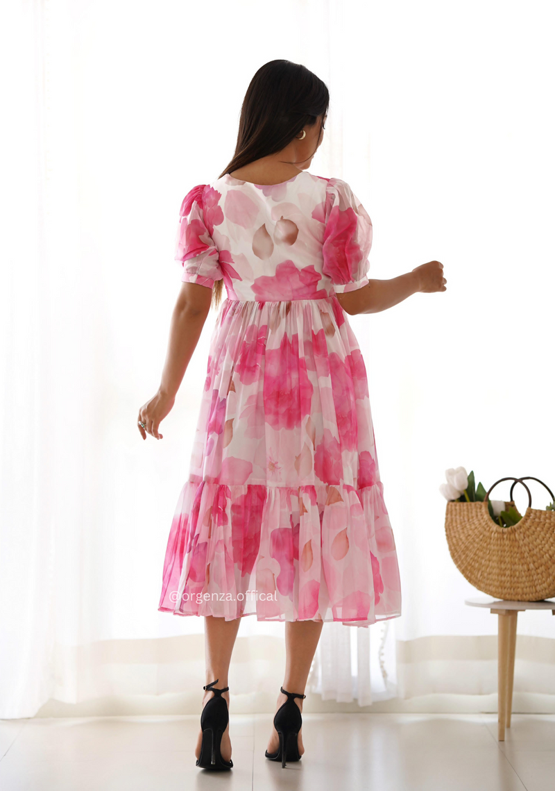 Organza Silk Floral Print Dress