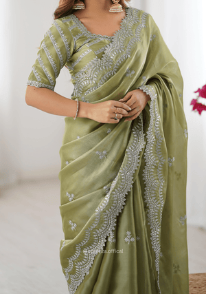 Soft jimmy Choo Silk Saree With Sequence Work - Orgenza Store - digisoch
