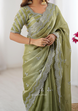 Soft jimmy Choo Silk Saree With Sequence Work