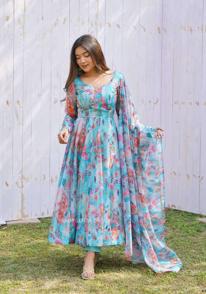 Pure Tabby Silk Organza Silk Anarkali Kurtis