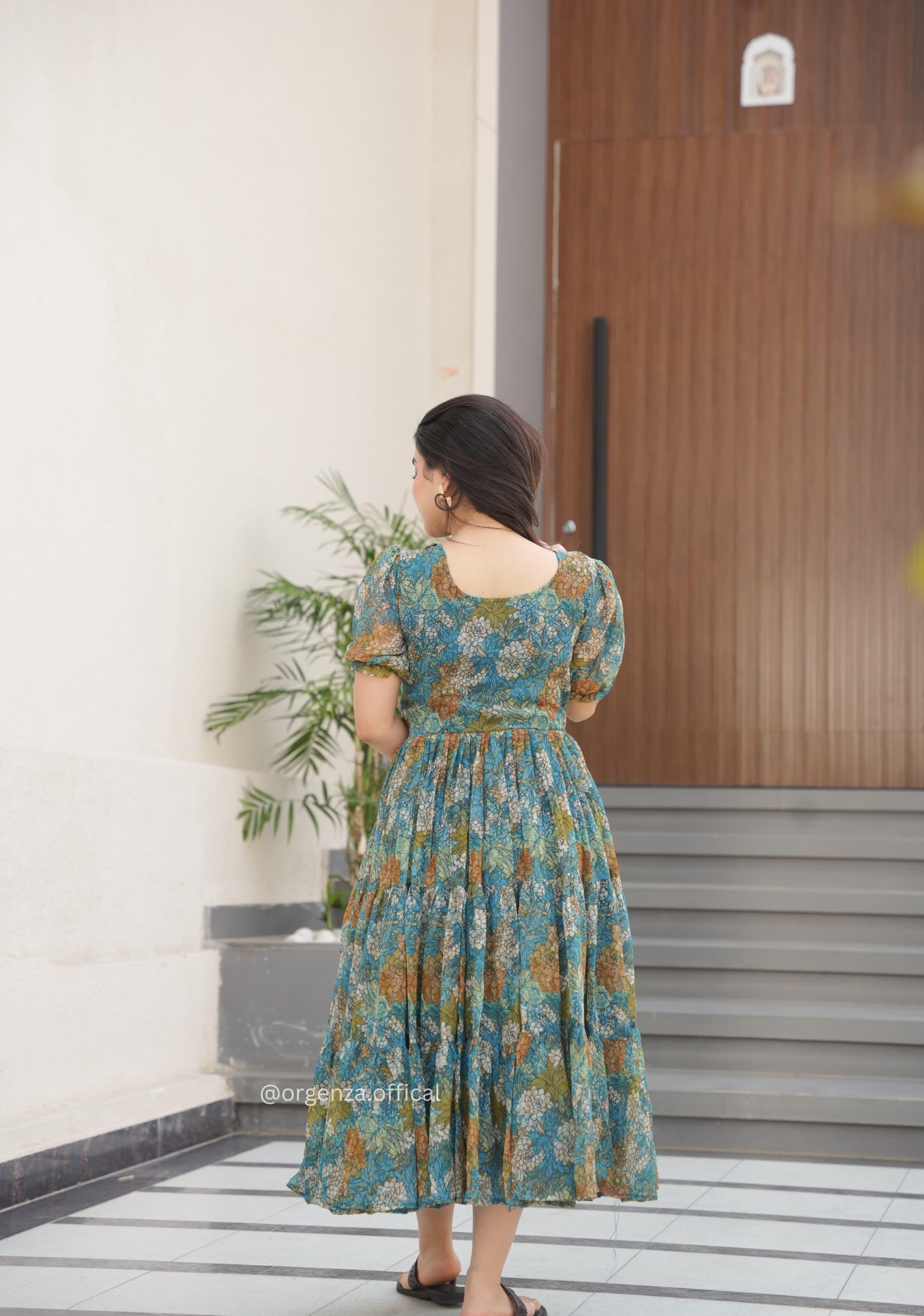 Multi Colour Georgette Print Gown - Orgenza Store